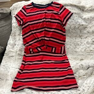 Tommy Hilfiger, red white and blue dress, striped, girls large, size 12/14